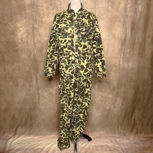 Vintage 80s Nesco Sportsman Apparel Camouflage Hunting Jumpsuit Coveralls Green